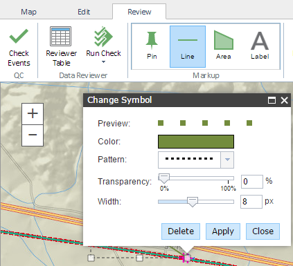 Adding a line using the markup tools